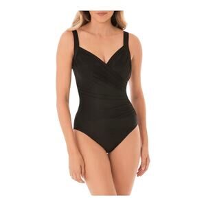 Miraclesuit Sanibel solid one piece swimsuit black size 16